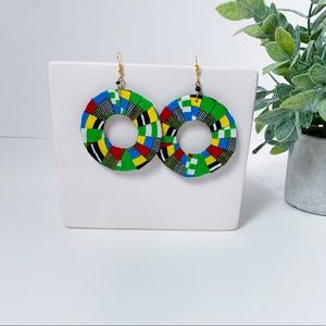 African Ankara Boho Statement Circle Earrings